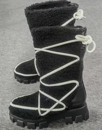 2023 Boots Boots Lace-Up Boots عالية الجودة الرجال أحذية أحذية حقيقية نصف الحذاء أحذية كلاسيكية أحذية شتاء الثلج أحذية النايلون الصوف الحذاء