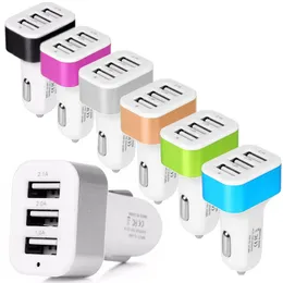 Universal Alloy metal 3 USB Ports Car Charger Portable Power Adapters For IPad Iphone 12 13 14 15 Pro max Samsung S23 S22 S24 Gps PC Android phone