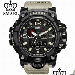 Relógios de pulso Smael Marca Moda Relógio Homens À Prova D 'Água Esportes Militares Relógios 1545 Mens Luxo Relógio De Pulso Analógico Quartz Dual Dhgarden OTP2G