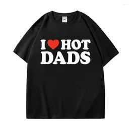 Herr t-skjortor jag älskar pappor röda hjärtbrev tryckt t-shirt män kvinnor bomullsskjorta harajuku mode tee kort ärm