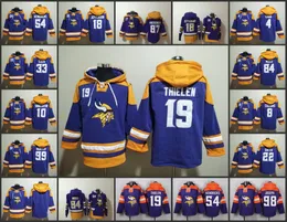 Minnesota''Vikings''Men 4 Dalvin Cook 18 Justin Jefferson 19 Adam Thielen Custom Purple/Yellow Нестареющий пуловер с капюшоном на шнуровке, который обязательно нужно иметь