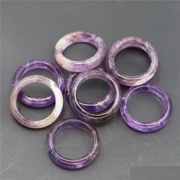 Band Rings 6Mm Puprle Amethyst Crystal Stone Women Finger Ring Size 17Mm 18Mm Drop Delivery Jewelry Dhzod