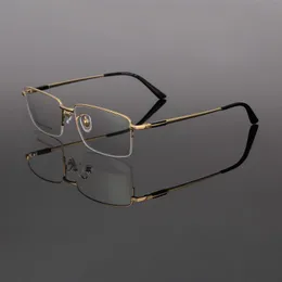Solglasögonramar Fashion Business Eyeglass For Men Half Rim Titanium Glasses Frame utan receptet RS-9009