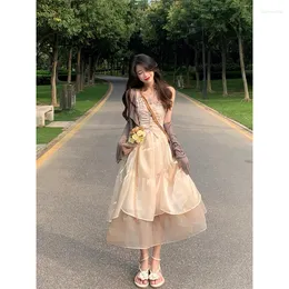 Casual Dresses Syeazeam Women Sweet Age Reduction Tub Top 2023 Elegant Temperament Lolita Robe Fashion Gentle Niche Rose Female Wear