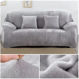 Stollekläder Plush Soffa Cover Stretch Solid Color Thick Slipcover SOFA Covers för vardagsrum husdjur Stol Cover CUSHION COVER SOFA TOWD 1PC 231117