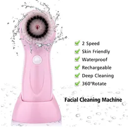 Rengöringsverktyg Tillbehör 3 In1 Electric Cleansing Brush Rotating Face Deep Skin Exfoliation Waterproof Massager uppladdningsbar 230418