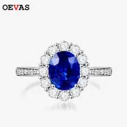 Wedding Rings OEVAS 100% 925 Sterling Silver 7*9mm Oval Sapphire Wedding Rings For Women Sparkling High Carbon Diamond Party Fine Jewelry Gift231118
