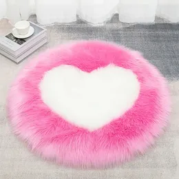 Carpet Heart Shaped Carpet Fluffy Round Carpet For Living Room Floor Mats Fluffy Wool Rug Children Bedroom Decorative Fur Area Rugs 231117