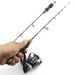 Promozione!60 cm 2 punte canna da pesca combo canna da pesca sul ghiaccio invernale set mulinello da pesca canna da pesca attrezzatura canna da carbonio canna da pesca sul ghiaccio pesca canne da pesca set canne da pesca invernali