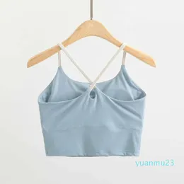 Yoga outfit Custom Women's Naked Feel Yoga Tank Topps Padded Sports Bh Cross Back Spaghetti Strap 25 Fitness Running Crop Top