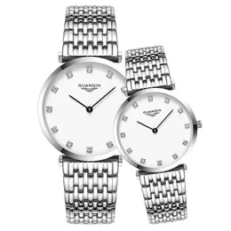 Zegarek renOJ Pareja guanqin marka para ogląda TOP luksusowy diamentowy kwarc ze stali nierdzewnej Wodoodporne prezent zegarowy