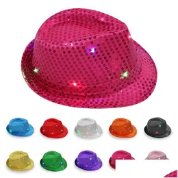 Imprezy Hats LED Jazz Flashing Light Up Caps Caps Fancy Dress Dance UNI LUMINY HIP HAT DROP DOBRY DOBRY DOMOWE DHGARDEN DHPSZ