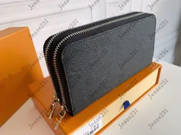 Wysokiej jakości projektanci zippy portfel miękki skórzany męski damski kultowa moda moda długą podwójne portfele zamek błyskawiczne