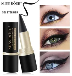 Miss Rose Black Gel Eyeliner Waterproof Long Wear Matte Snabbt snabbt torrt ingen smeta enstaka huvudfast Rich Color Coloris Makeup Liner3401123