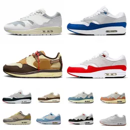 AirMaxs Max 1 87 Running Shoes Mens Women Patta Waves Noise Aqua Monarch Air Sean Wotherspoon Travis Cactus Jack Baroque Brown Anniversary Royal Red Trainer Sneakers
