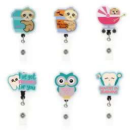 10 Pcs/Lot Custom Key Rings Medical Series Coffee Sloth Owl Tooth Shape Badge Reel For Nurse Dentist Gift/Accessories