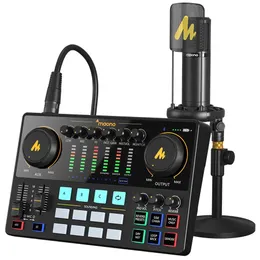 Microphones Maonocaster AME2A Sound Card Set With XLR Microphone Audio Interface Podcasting for Youtube DJ Live Streaming Phone Computer PC 231117