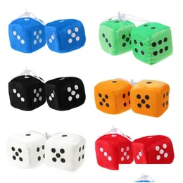 Interior Decorations 1 Pair Fuzzy Dice Dots Rear View Mirror Hanger Decoration Car Styling Accessorie Drop Delivery Automobiles Motorc Dhmpu