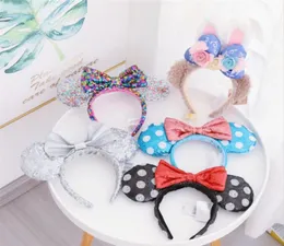 Whole Party Decoration Hair Accessories Mouse Ears Headband Sequins Bows Charactor For Women kids Festival Hairband Girls Part1380889