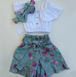 Kläder sätter Pudcoco Toddler Baby Girl Floral Outfits Clothes Tshirt TopsShorts Pants 3st Set 230418