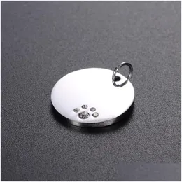 Colares de cachorro colares de 20 mm de aço inoxidável de aço inoxidável etiquetas de cristal de animais de estimação Endereço Endereço Nome do número de telefone Jóias pendentes za6044 Drop de dhhxt