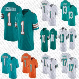 Tua Tagovailoa Tyreek Hill Camisa de futebol Jaylen Waddle Dan Marino Devon Achane Raheem Mostert Jaelan Phillips Andrew Van Ginkel Jalen Ramsey Mens Womens Youth Kid