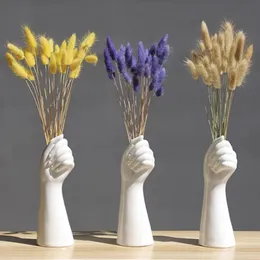 Vasi 1 pz Vaso in ceramica bianca a mano in stile nordico Home Office Decor Pianta creativa Vaso di fiori Composizione floreale Soggiorno Ornamenti 231117