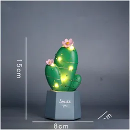 Juldekorationer Juldekorationer Led Cactus Night Light Harts Cute Table Lamp baby barn sovrum hem dekoration belysning cr dhv7y