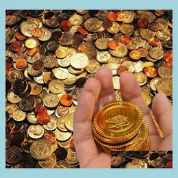 Party Favor Plastic Gold Pirate Coins Birthday Christmas Holiday Treasure Coin Goody Loot Bag Pinata Filler Toy Theme Decor Gift Dro DH5GX