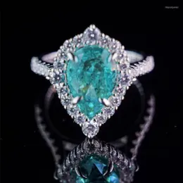 Wedding Rings Huitan Gorgeous Blue Pear Shaped CZ Unique Deign Temperament Elegant Women's Accessories Arrival Ring Jewelry