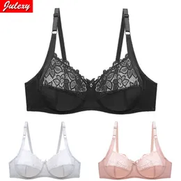 BRAS JULEXY YENİ KADINLAR BRAS Ultra İnce Artı Boyut Boyut Seksi Dantel Çamaşırı Brassiere Ayarlanabilir CD Kupa P230417