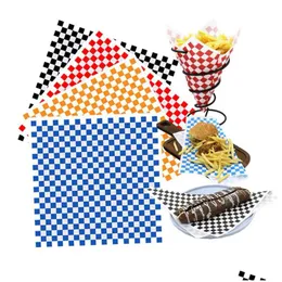 Other Bakeware Colorf Grid Pizza Oil Paper Sheet Fried Food Liners Hamburger Wrap For Baking Pastry Lx5249 Drop Delivery Home Garden Dhrph