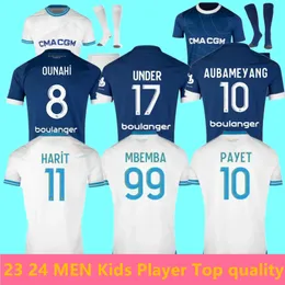 2023 2024 Maillot Marseilles كرة القدم جيرسي للمأكولات كرة القدم Guendouzi Alexis Payet Clauss Short Sleeve Men Fans Veretout Under Olympique Vitinha Kids