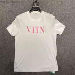 Designer Valentine Camiseta Warren 2023 Primavera / Verão Novo VLTN Pescoço Redondo Manga Curta Solta Casal Algodão vt Versátil T-shirt Tendência Valantino