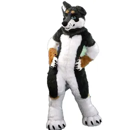 Maskotka Kostiumy Czarno -biały husky pies wilk Foxfursuite Mascot Furry Sukienka
