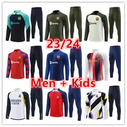 2023 2024 바르셀로나 트랙 슈트 축구 훈련 슈트 키트 Ansu Fati Camisetas de Football 23/24 Half Pull Lewandowski 남자와 어린이 세트 Barca Tracksuits Pedri Gavi