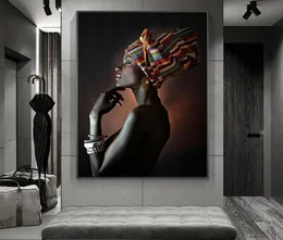 Ragazza nera con gioielli in argento Dipinti su tela di arte africana sul muro Poster e stampe su tela Immagini per soggiorno4355540