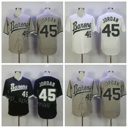 Moive Baseball Michael 45 Birmingham Barons Jerseys Button Down Mens Black White Grey Stitched Retro College Cooperstown Cool Base Retire Sport Brockyable