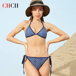 Yüzme Giyim CHCH 2023 İki Parça Sırtsız Lady Suit Ekose Monokini Giyim Lüks Seksi Kesme Derin Yüksek Belli Kadınlar Banyo Takımları 230418