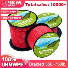 Kite Accessories 1.0~1.6mm UHMWPE Cord Hollow Braided Abrasion Resistance Spliceable for Tent Guyline Hammock for Power Kite Camping BackpackingL231118