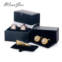 Jewelry Boxes Men Cufflinks Storage Box Black Faux Leather Case Brooch Lapel Pin Hair Pins Gift Packaging Tie Tack Clip Collection 231118
