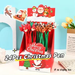 Гелевые ручки 24 шт. Kawaii Christmas Gel Pen 0,5 мм с черными чернилами, мягкие мультяшные милые ручки нейтральной формы, канцелярские принадлежности для студентов, школьные канцелярские товары 231117