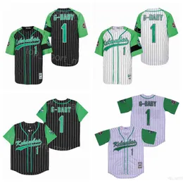 Film Baseball Kekambas 1 G-Baby Jarius Evans Maglie HARDBALL G BABY NERO BUTTON DOWN Colore della squadra Bianco Cool Base Gessato Traspirante Puro cotone Ricamo