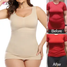 Waist Tummy Shaper Shapewear for Plus Size Women Control Builtin Bra Shaping Tank Tops Slimming Body Compression Underwear 230417