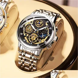 Armbanduhren Mode Männer Uhr Kalender Edelstahl Top Marke Luxus Sport Chronograph Quarz Uhren Relo Mascino Drop Dhgarden Otjgm