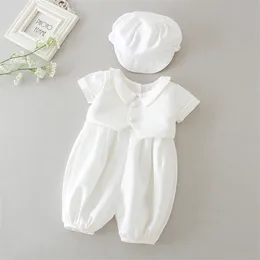 Rompers Baby Boy Tuxedo Onesie Chrzeste Formal Gentlemen Sets Wedding Infant Boy Chrześcij 1st Drinda Stroje Jumpsuits 230418