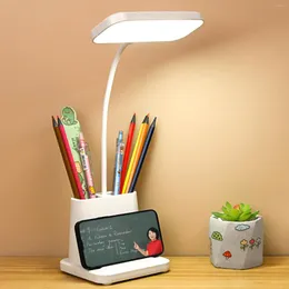 Bordslampor lamptelefon penna hållare hållbar dimbar ljusstyrka modernt hem sovsal sovrum sovrum studerar läsbord