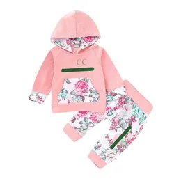 클래식 편지 유아 아기 여자 의류 세트 100% 면화 어린이 스포츠웨어 옷 가을 어린이 디자이너 의류 0-2 년