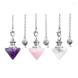 Colares pendentes Kft Amethysts Natural Quartz Cura Pendulum de Cristal para Dowsing Divination Cone Reiki Chakra Stone