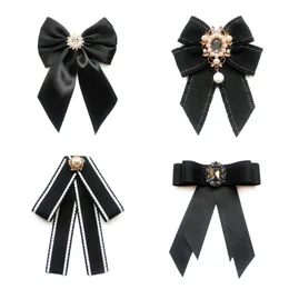 Neck Ties Ribbon Bow Tie for Women Girls Pearl Blouse Collar Pin Brooch knot School Student Shirt tie Accessories 230418